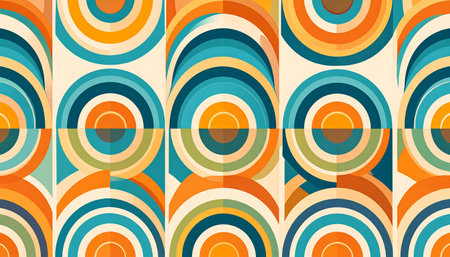 Seamless retro pattern with circles. Vector illustration for your designの素材