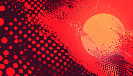abstract red background with halftone effect. Vector illustration.の素材
