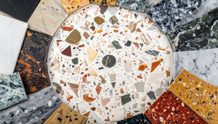 Marble patterned floor tiles for interior decoration. Colorful floor tilesの素材