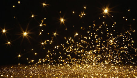 golden glitter vintage lights background. gold and black. de focusedの素材