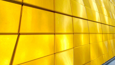 golden wall of a modern office building, abstract background photo textureの素材