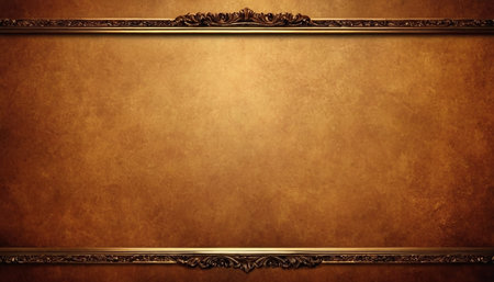 Vintage background with antique golden frame. Template for design and decorationの素材