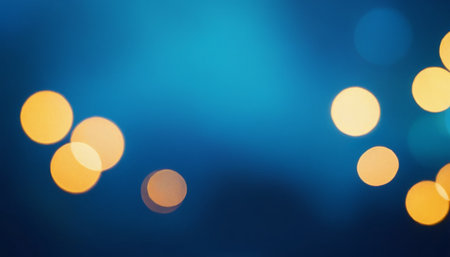 Abstract circular colorful bokeh from the party light on blue backgroundの素材