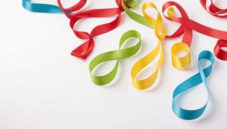 Colorful ribbons isolated on white background. 3d illustration.の素材