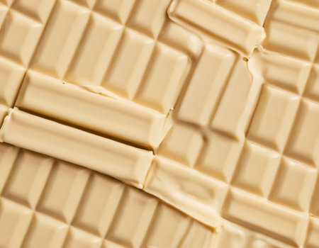 close-up of white chocolate texture as a background, top viewの素材