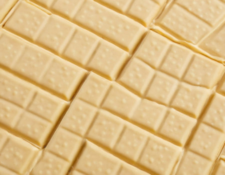 Close-up of a white chocolate bar. White chocolate background.の素材