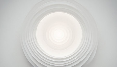 Circular white ceiling in a modern office building. Abstract background.の素材