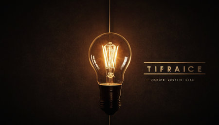 Glowing retro light bulb on dark background with text. Idea conceptの素材