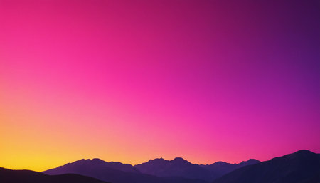 Colorful sunset in the mountains. Landscape with mountains and skyの素材