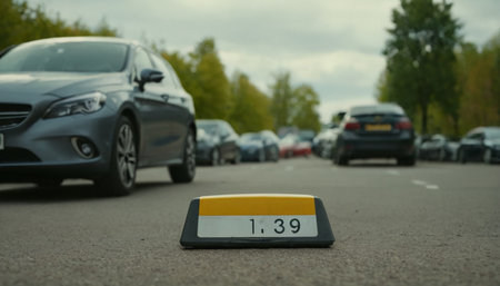 Taxi sign on the road in the city with cars on the backgroundの素材