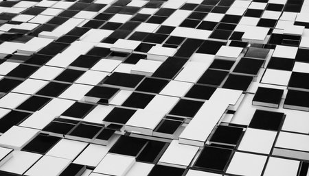 Abstract background of black and white squares. 3D render illustration.の素材