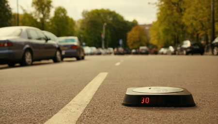 Closeup of a speedometer on a road with cars in the backgroundの素材
