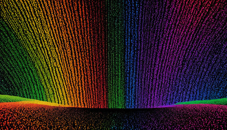 abstract rainbow background, 3d illustration, computer generated, fractalの素材