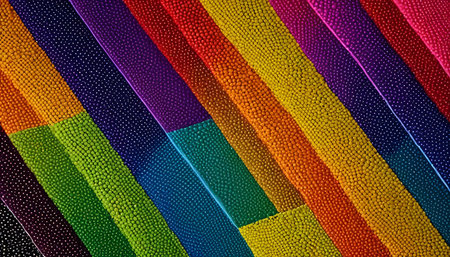 Multicolored textured fabric as background, close-up.の素材