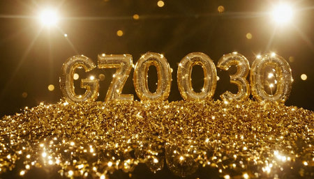 Glittering golden numbers in the form of the year 2009.の素材