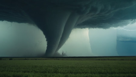 Dramatic stormy sky over a field. Nature composition.の素材