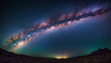 Milky Way Galaxy with Stars in the Sky. Long exposure photograph.の素材