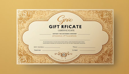Gift certificate template. Vector illustration. Elegant golden background.の素材