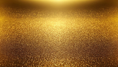 Gold glitter texture abstract background with bokeh defocused lights.の素材
