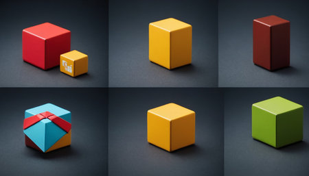 3d render of a set of colorful cubes on a dark backgroundの素材