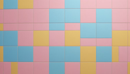 Ceramic tile wall background. Colorful ceramic tile wall.の素材