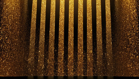 Golden abstract background with stripes. 3d rendering, 3d illustration.の素材