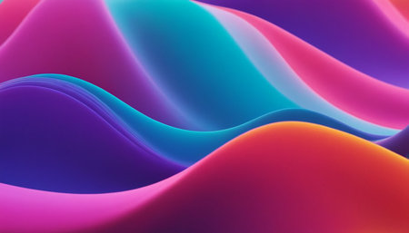 abstract background with colorful wavy lines, 3d render illustrationの素材