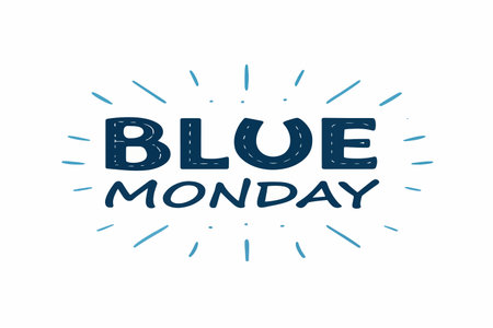 A minimalist graphic featuring the words "Blue Monday" as a bold, standalone logo. The simple white background makes it incredibly versatile for overlaying on other media or usingの素材