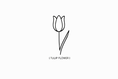 A simple yet elegant line drawing of a tulip flower enclosed in parentheses â representing purity and minimal beauty. The minimalist design conveys a sense of calm, balance, and naの素材