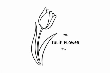 This hand-drawn tulip artwork combines expressive lines with a bold type treatment. The asymmetrical lettering enhances the visual rhythm, making it ideal for design studiosの素材