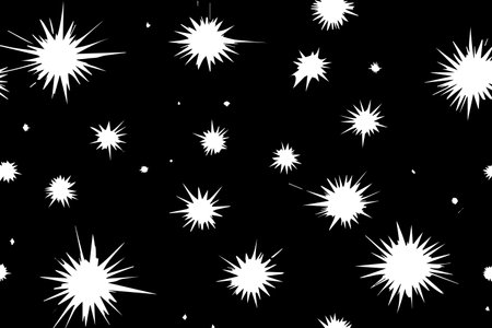 Vector illustration featuring dynamic explosion shapes that resemble fireworks or comic-style flashes.の素材