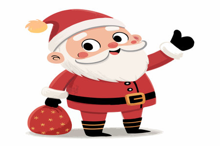 Celebrate Christmas with this charming Santa delivering gifts, designed for engaging decorations and promotional material.の素材
