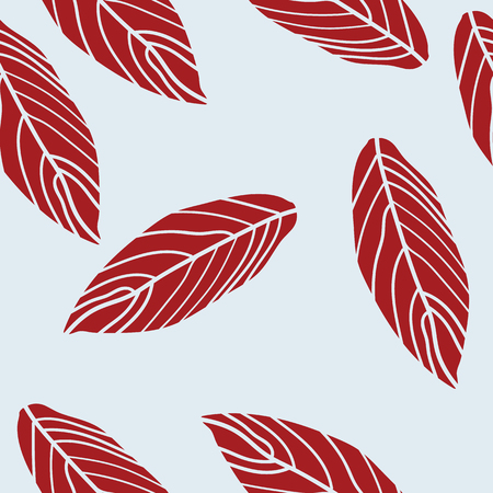 Modern abstract leaves on blue background seamless pattern. Great for invitations, fabric, wallpaper, gift-wrap. Surface pattern design.のイラスト素材