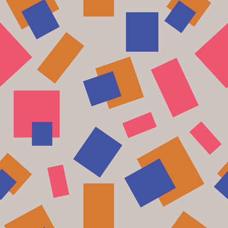 Organic abstract modern pink blue orange rectangles seameless pattern.のイラスト素材