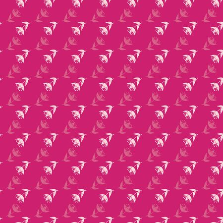 Pink, rose and green stylized flowers and leaves on magenta background seamless repeat.のイラスト素材