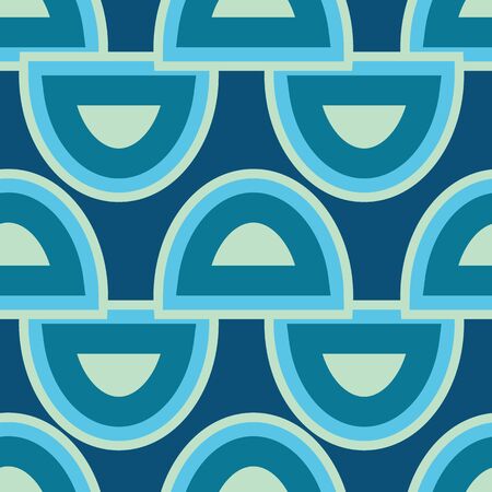 Blue and green organic circular shapes on blue background seamless pattern.のイラスト素材
