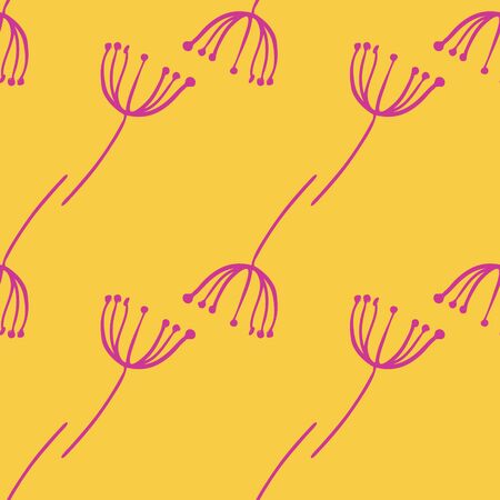 Retro stylized pink branches on gold background seamless pattern. Modern design great for invitations, fabric, wallpaper, giftwrap. Surface pattern design.のイラスト素材