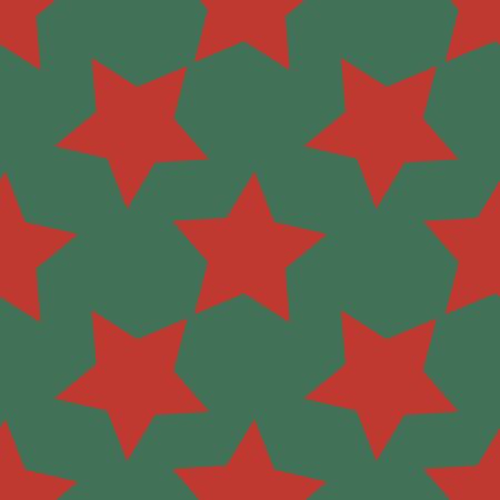 Star shapes in red on green seamless pattern. Great for wallpaper, backgrounds, invitations, packaging design projects. Surface pattern design.のイラスト素材
