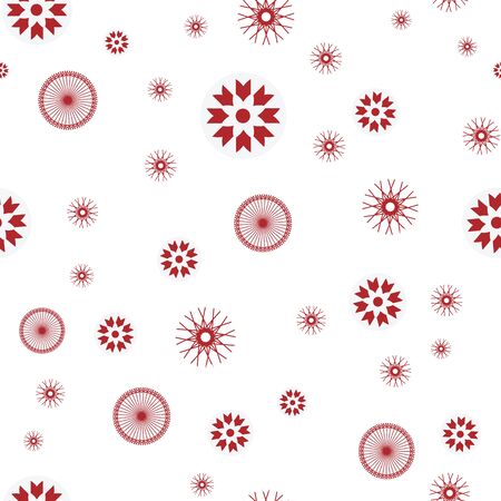 Red and white Christmas snowflakes seamless pattern. Great for gift wrapping paper, textiles, decorations, parties and greeting cards. Surface pattern design.のイラスト素材