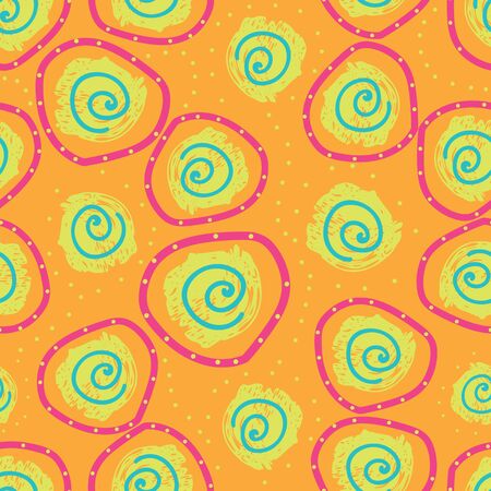 Textured bright yellow dots on orange background seamless pattern.のイラスト素材