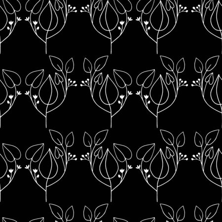 Vector seamless repeating pattern with abstract, pop art black and white allover line art. Simple and fashionable for textiles, accents, feminine office decor, wrapping paper, stationery,packaging.のイラスト素材