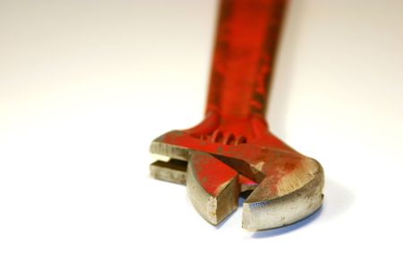 Close up shot on a red Wrench