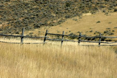 Wooden Fence by the Countrysideの写真素材