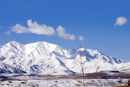 Snowy Mountains in Winterの写真素材