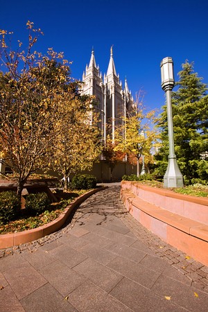 Mormon Temple Squae in Fall - Salt Lake City, Utahの写真素材