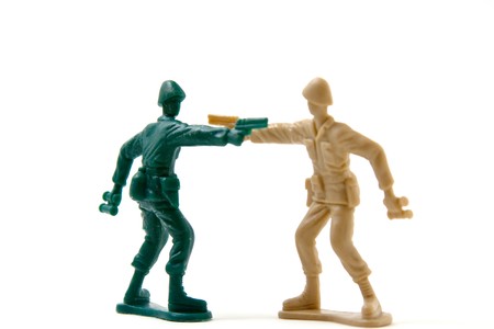 Isolated Plastic Toy Soldiers - Duel