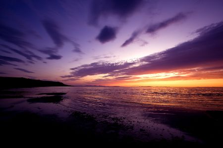 Sunseton the beach - Antelope Island, Utahの写真素材