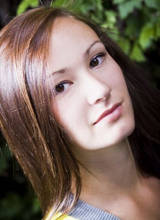 Extreme Close up on a Teenage Girlの写真素材