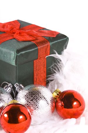 Boxes and Ornaments - Isolated Christmas Backgroundの写真素材
