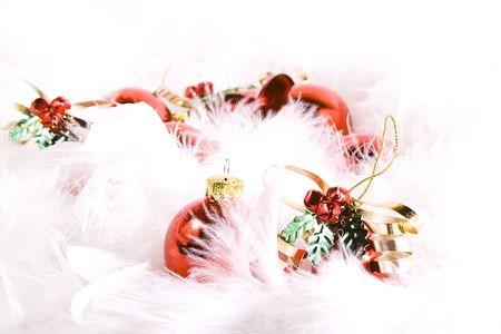 Isolated Christmas Background - Ornaments with white spaceの写真素材